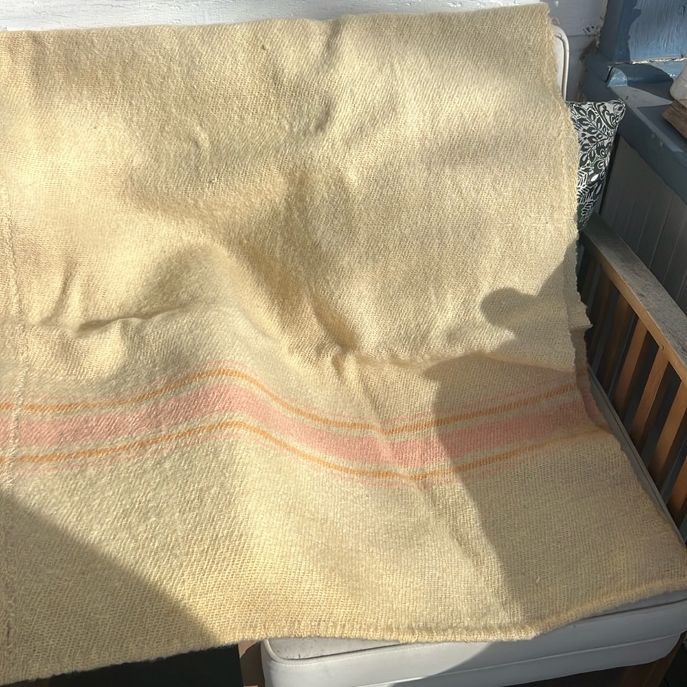 Antique camp blanket, wool with stripes